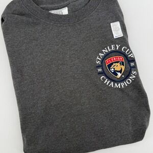 Florida Panthers Stanley Cup Champions 2025 Graphic T Shirt Dark Gray NHL, Small